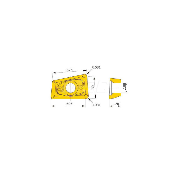 QOMT1651R-M2 Solid Carbide Insert, Grade VP15TF, AlTiN - Mitsubishi 189974