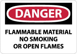 FLAMMABLE MATERIAL NO SMOKING OR OPEN FLAMES Sign - AccuformNMC D117PB