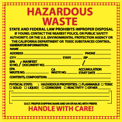 Hazardous Waste - State & Federal Law Prohibits Improper Dis Label - AccuformNMC HW16