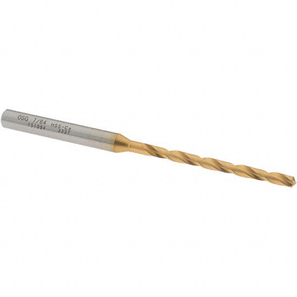 7/64" Cobalt Drill Bit, TiN, 130° point - OSG 15109405