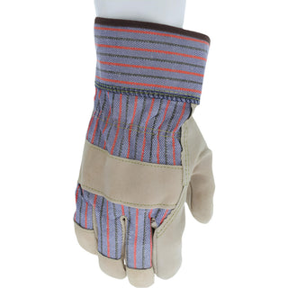 Large Beige; Brown Pigskin Leather General Purpose Gloves - MCR Safety 1950L
