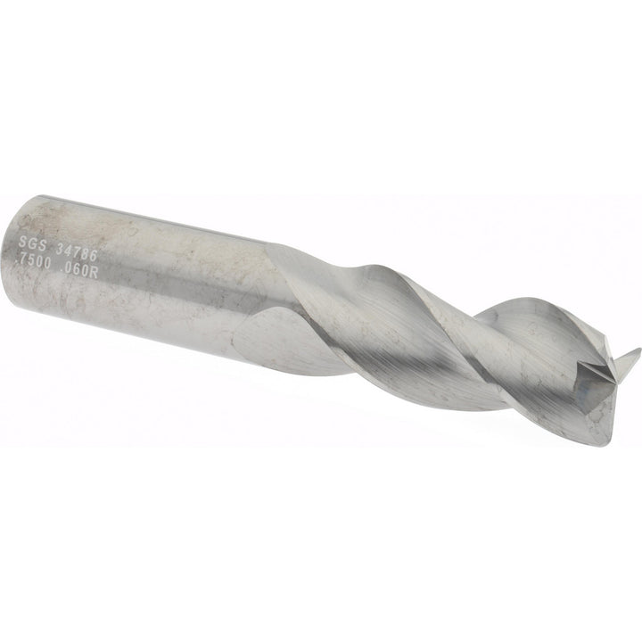 3/4in" 3-Flute Solid Carbide Corner Radius End Mill - SGS 34786