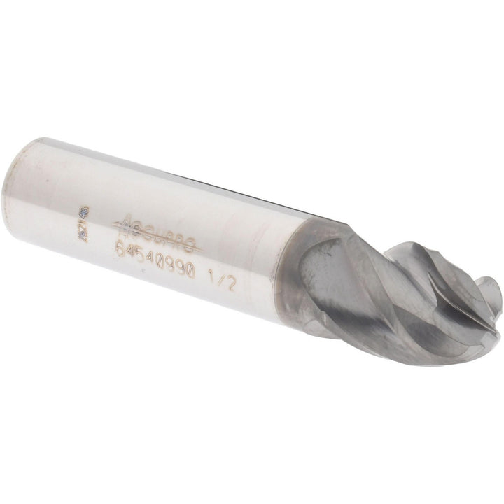 1/2" 4-Flute Solid Carbide Ball End Mill, nACRo - Accupro 12179271