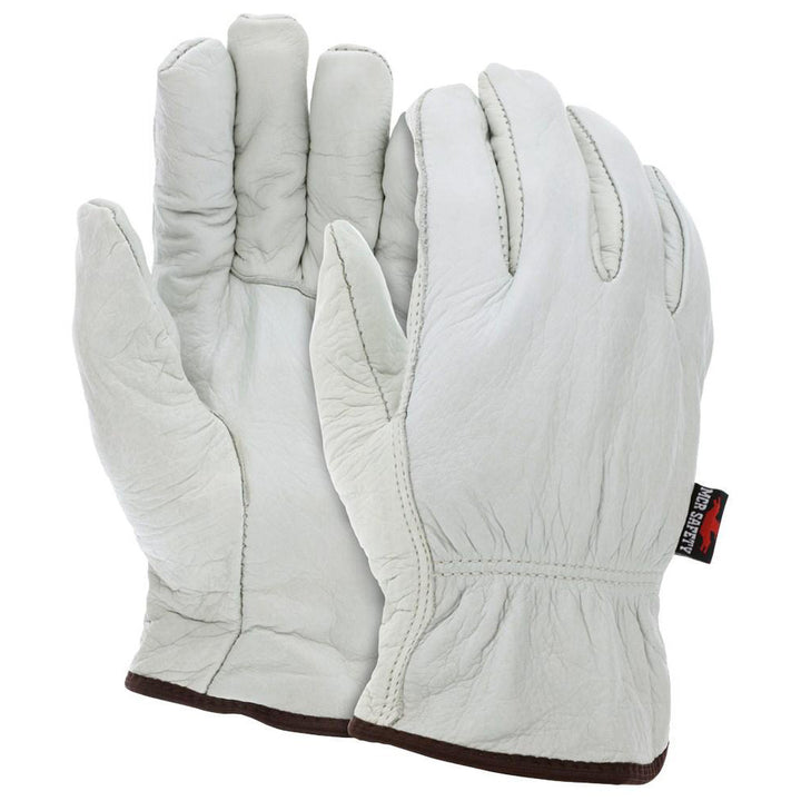 Small Beige; Brown Cowhide Leather General Purpose Gloves - MCR Safety 3250S