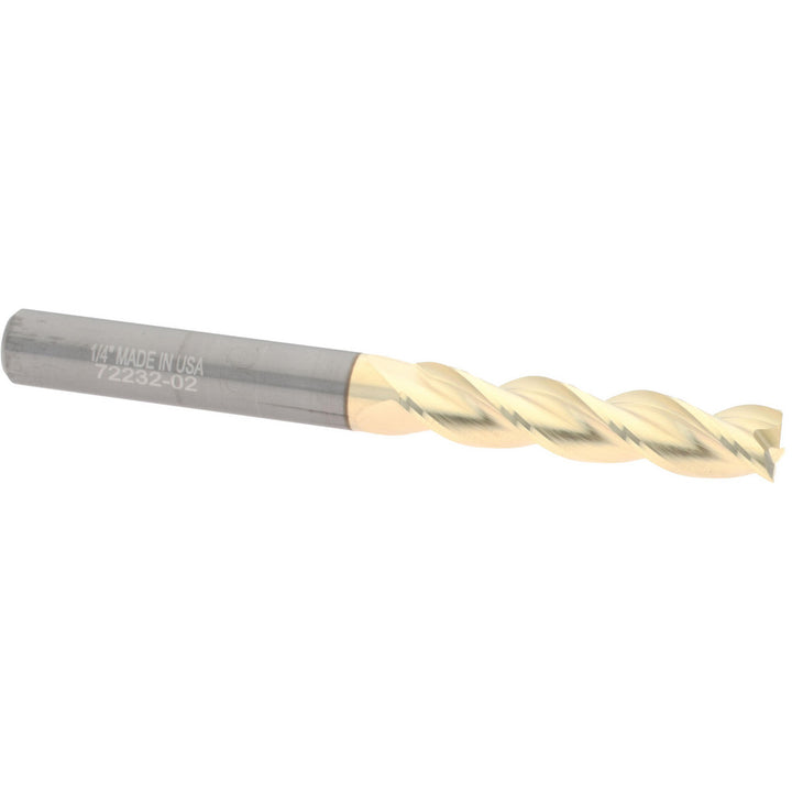 1/4" 3-Flute Solid Carbide Square End Mill, ZrN - Accupro 314607