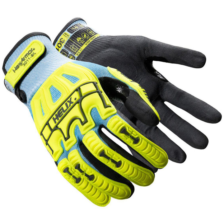Medium Blue; High-Visibility Yellow HPPE Blend Cut, Puncture & Abrasion-Resistant Gloves - HexArmor. 3011-M (8)