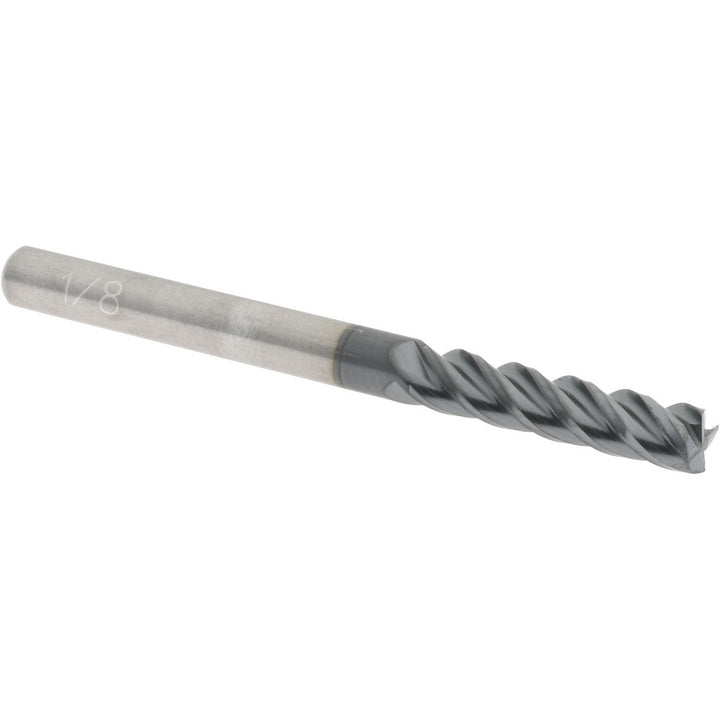 1/8" 4-Flute Solid Carbide Square End Mill, AlTiN - Accupro 12177071