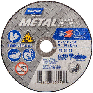 3 x 1/16" Aluminum Oxide Grinding & Cutoff Wheel - Norton 66252835553