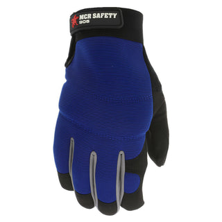 X-Large Black; Gray; Blue Synthetic Leather Mechanic's & Lifting Gloves - MCR Safety 905XL