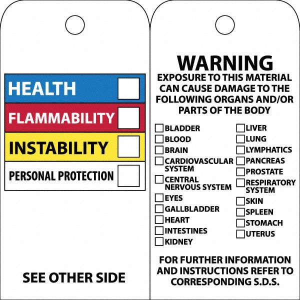HEALTH FLAMMABILITYSTABILITY PERSONAL PROTECTION SEE OTHER S Tag - AccuformNMC RPT99