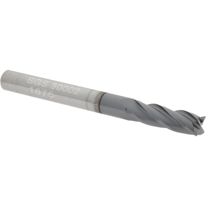 3/16" 4-Flute Solid Carbide Square End Mill, AlTiN - SGS 30002