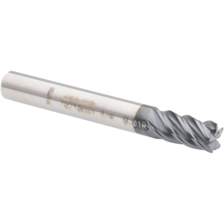 1/4in" 5-Flute Solid Carbide Corner Radius End Mill, AlTiN - Accupro 12178641