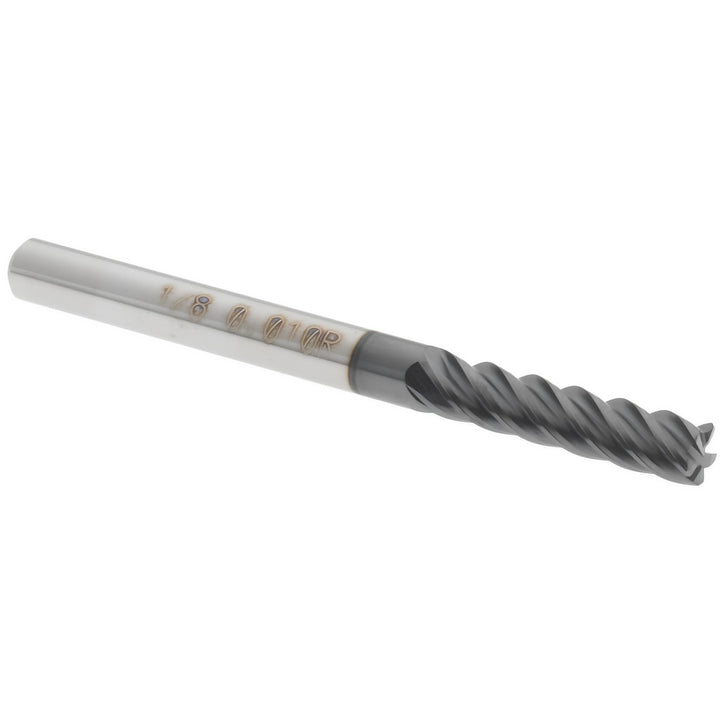 1/8in" 5-Flute Solid Carbide Corner Radius End Mill, AlTiN - Accupro 12178636