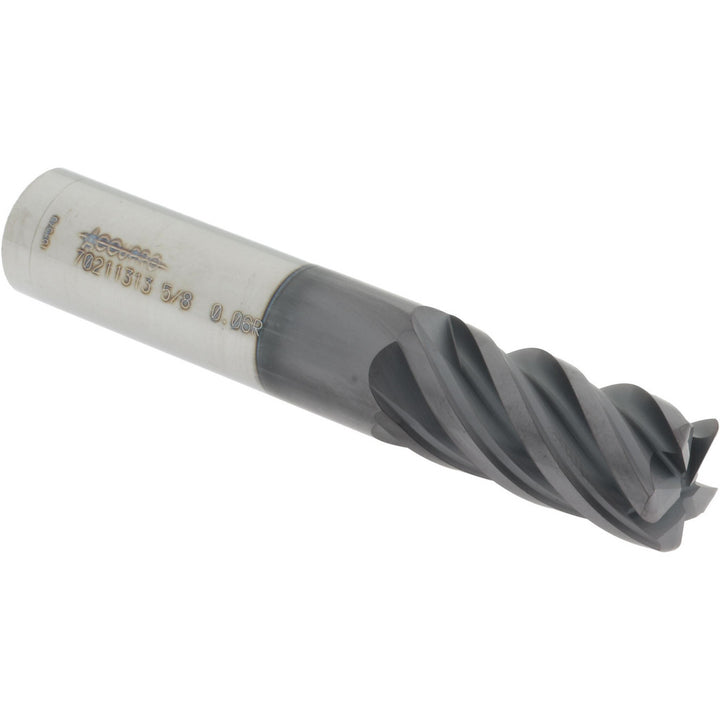 5/8in" 5-Flute Solid Carbide Corner Radius End Mill, AlTiN - Accupro 12179388