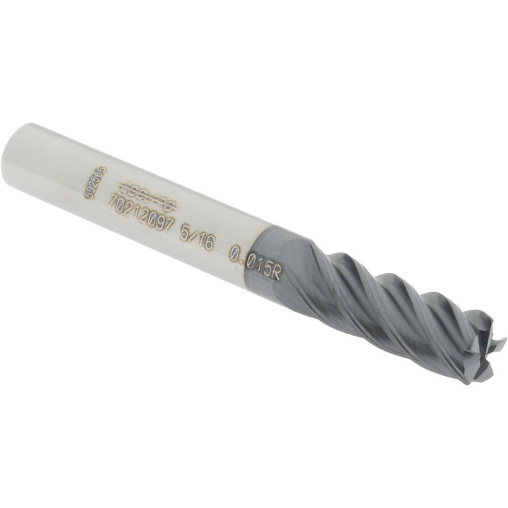 5/16in" 5-Flute Solid Carbide Corner Radius End Mill, AlTiN - Accupro 12178651