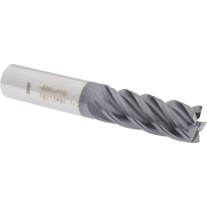 1/2" 5-Flute Solid Carbide Square End Mill, AlTiN - Accupro 12180736