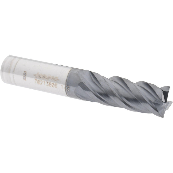 1/2" 4-Flute Solid Carbide Square End Mill, AlTiN - Accupro 12180451