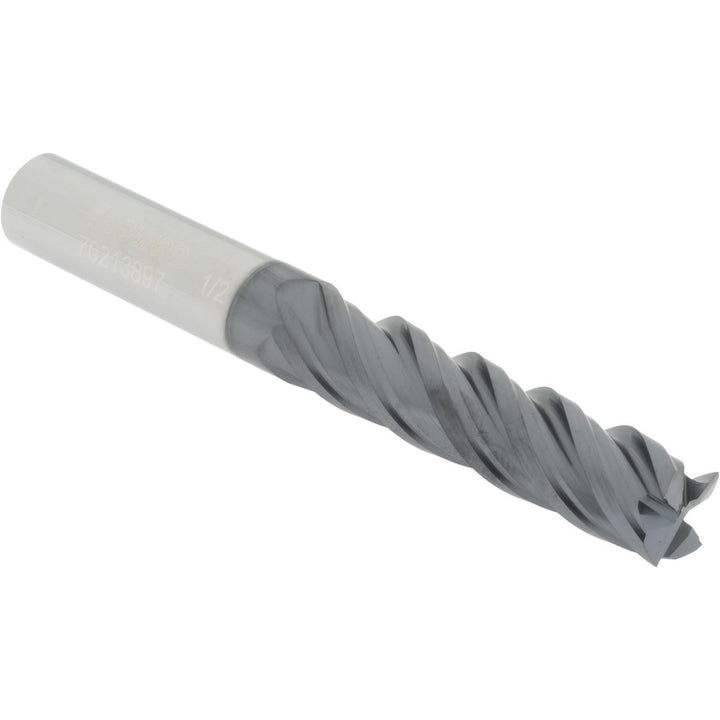 1/2" 4-Flute Solid Carbide Square End Mill, AlTiN - Accupro 12180455