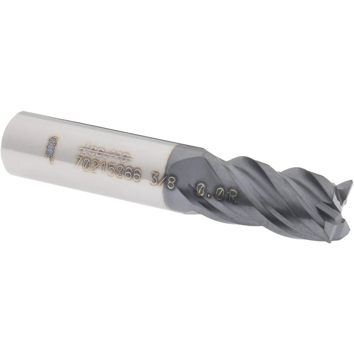 3/8in" 4-Flute Solid Carbide Corner Radius End Mill, AlTiN - Accupro 12180497