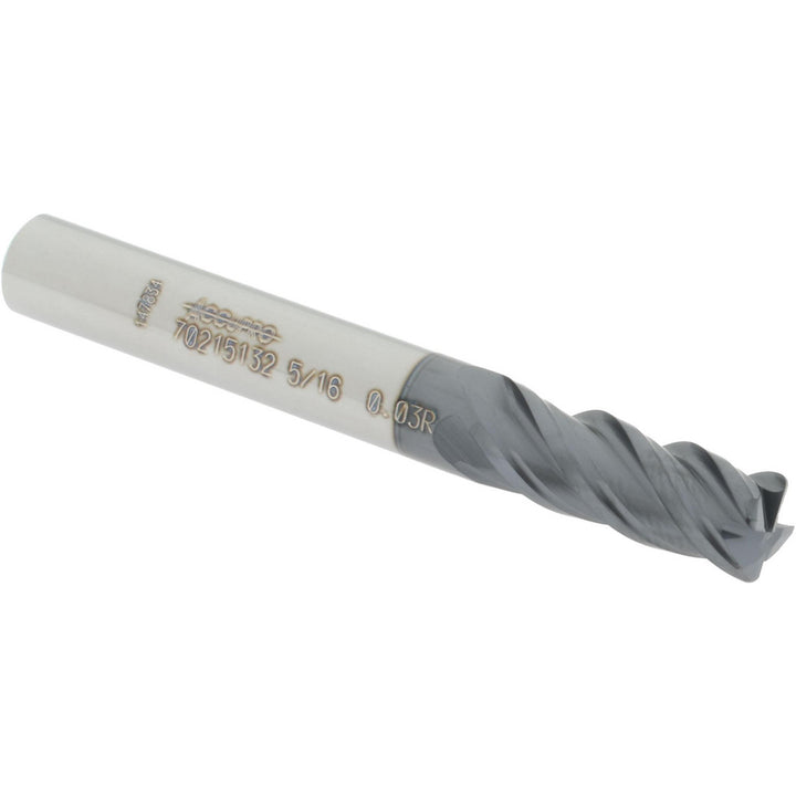 5/16in" 4-Flute Solid Carbide Corner Radius End Mill, AlTiN - Accupro 12180592