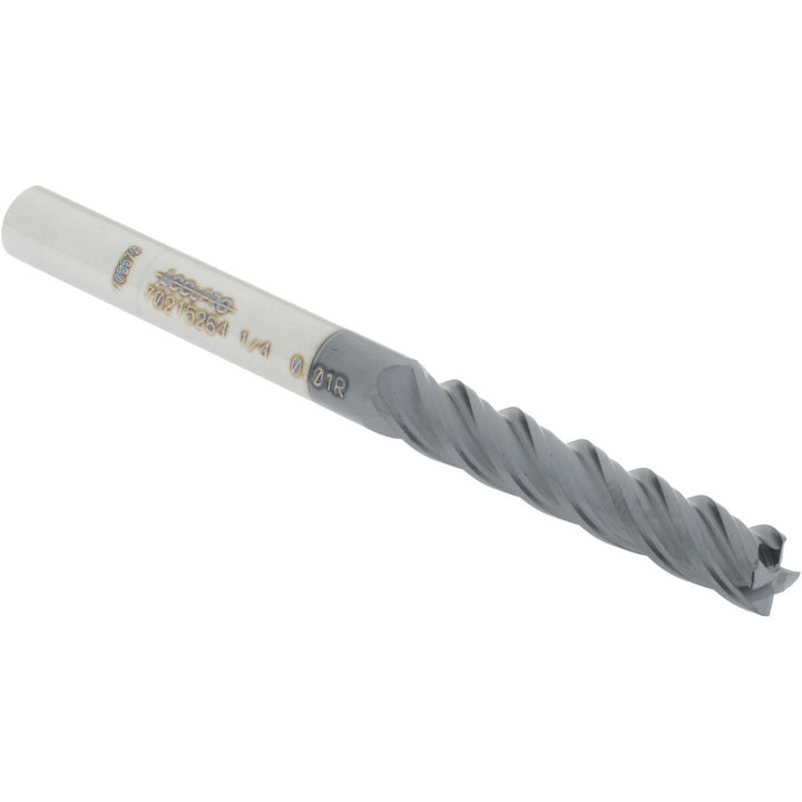 1/4in" 4-Flute Solid Carbide Corner Radius End Mill, AlTiN - Accupro 12180493
