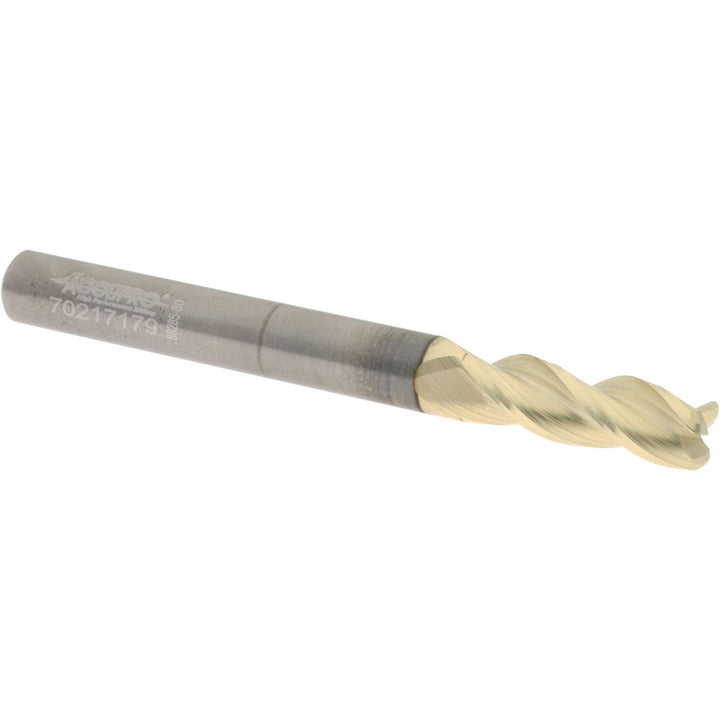 1/4" 3-Flute Solid Carbide Corner Radius End Mill, ZrN - Accupro 314596