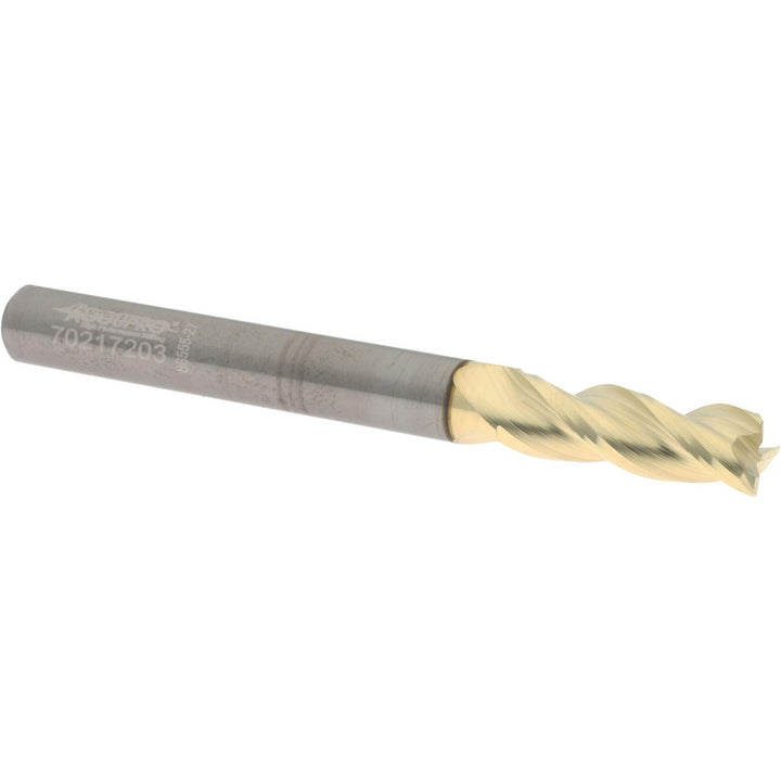 1/4" 3-Flute Solid Carbide Corner Radius End Mill, ZrN - Accupro 314584