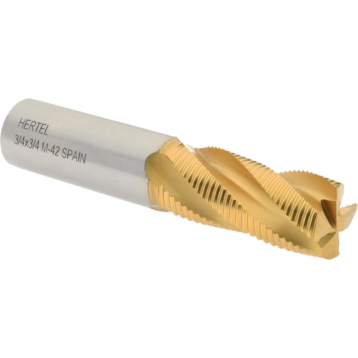 0.7500" 4-Flute Cobalt Single End Mill, TiN - Hertel 72846470