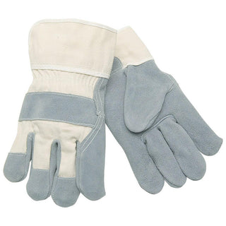 Small Gray; White; Brown Cowhide Leather General Purpose Gloves - MCR Safety 1400S