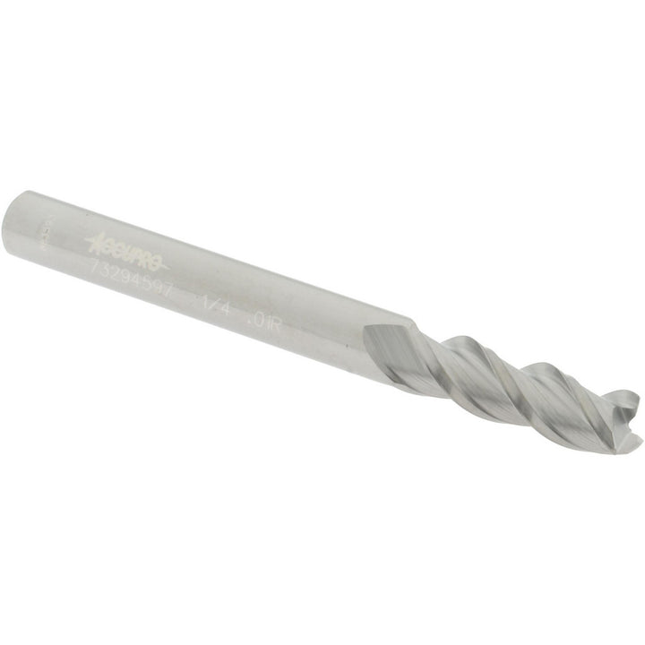 1/4in" 3-Flute Solid Carbide Corner Radius End Mill - Accupro 12179335