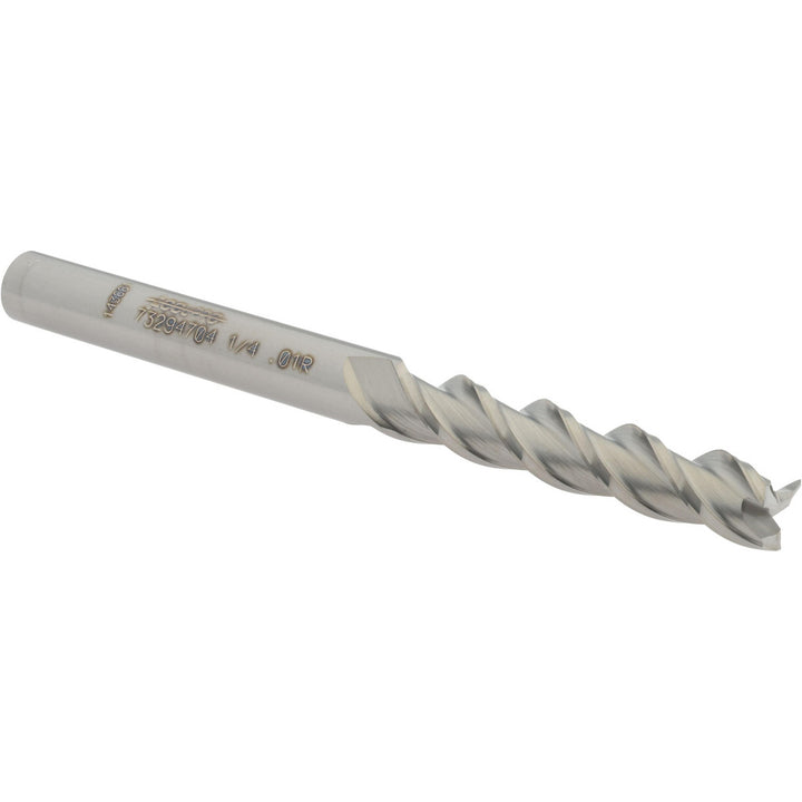 1/4in" 3-Flute Solid Carbide Corner Radius End Mill - Accupro 12179361