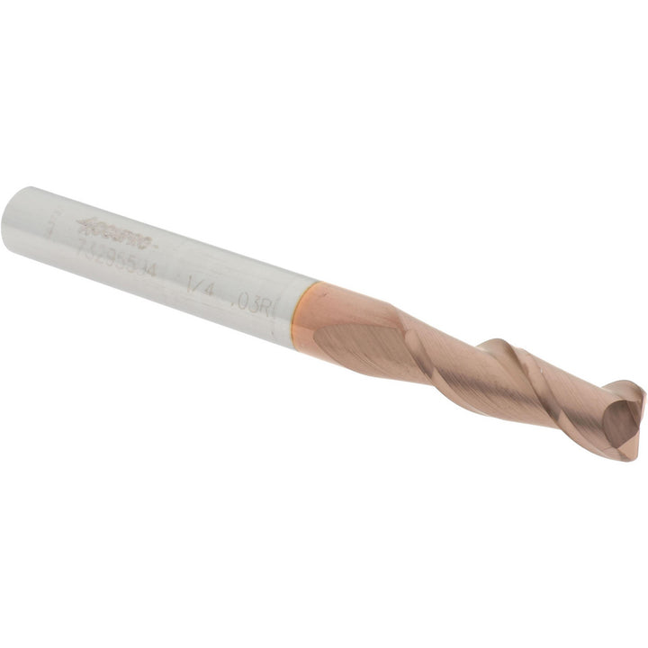 1/4" 2-Flute Solid Carbide Corner Radius End Mill, TiCN - Accupro 12181341