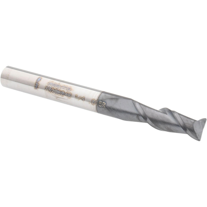 1/4" 2-Flute Solid Carbide Corner Radius End Mill, AlTiN - Accupro 12181347