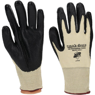 Large Black; Yellow Kevlar Cut Resistant; Puncture Resistant Gloves - PRO-SAFE GLA-C2-L