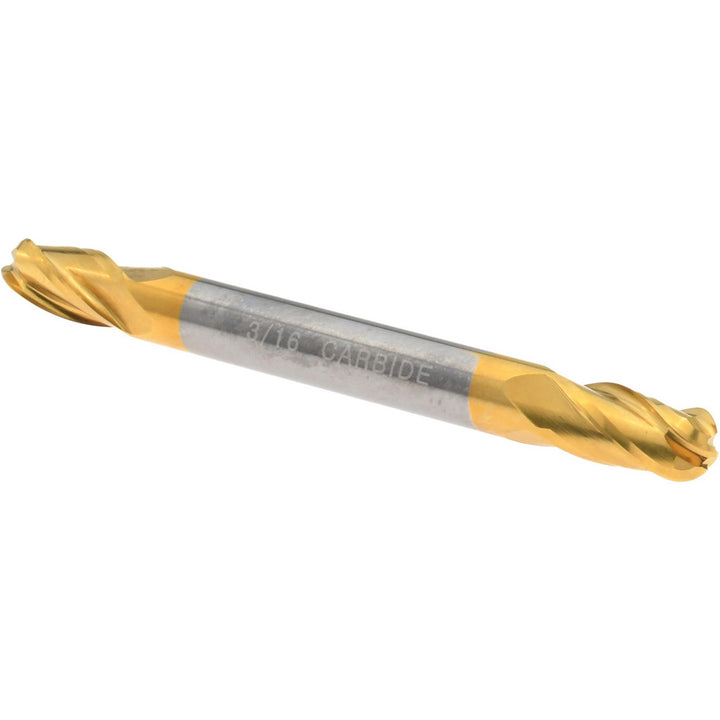 3/16" 4-Flute Solid Carbide Ball End Mill, TiN - Hertel E6252012