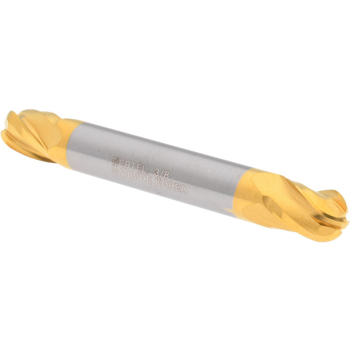 3/8" 4-Flute Solid Carbide Ball End Mill, TiN - Hertel E699924425
