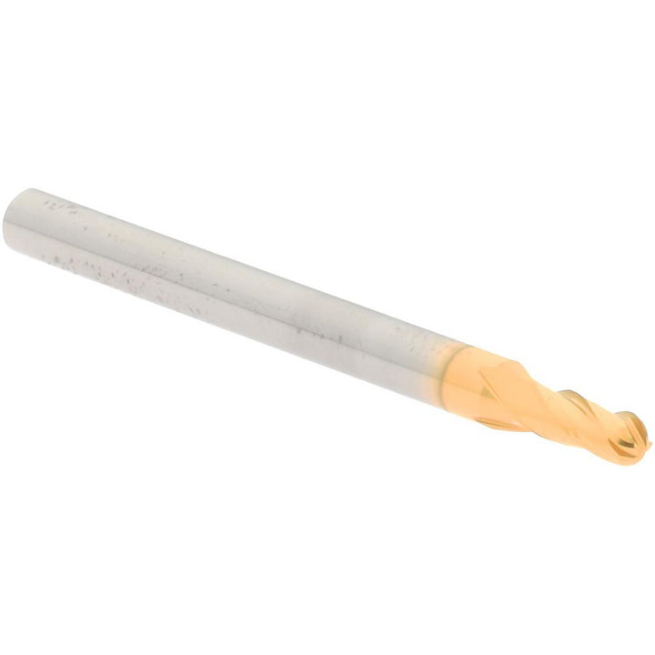 3/32" 4-Flute Solid Carbide Ball End Mill, TiN - Hertel E699924515