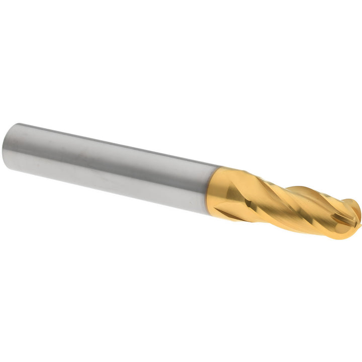 7/32" 4-Flute Solid Carbide Ball End Mill, TiN - Hertel E699924522