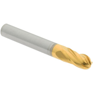 1/4" 4-Flute Solid Carbide Ball End Mill, TiN - Hertel E699924524