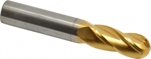9/16" 4-Flute Solid Carbide Ball End Mill, TiN - Hertel E6250036