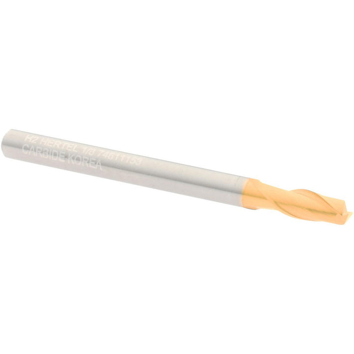 1/8" 2-Flute Solid Carbide Square End Mill, TiN - Hertel 750640