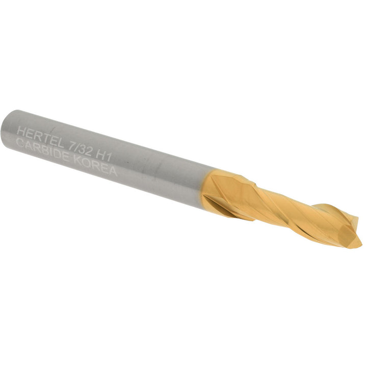 7/32" 2-Flute Solid Carbide Square End Mill, TiN - Hertel 750666