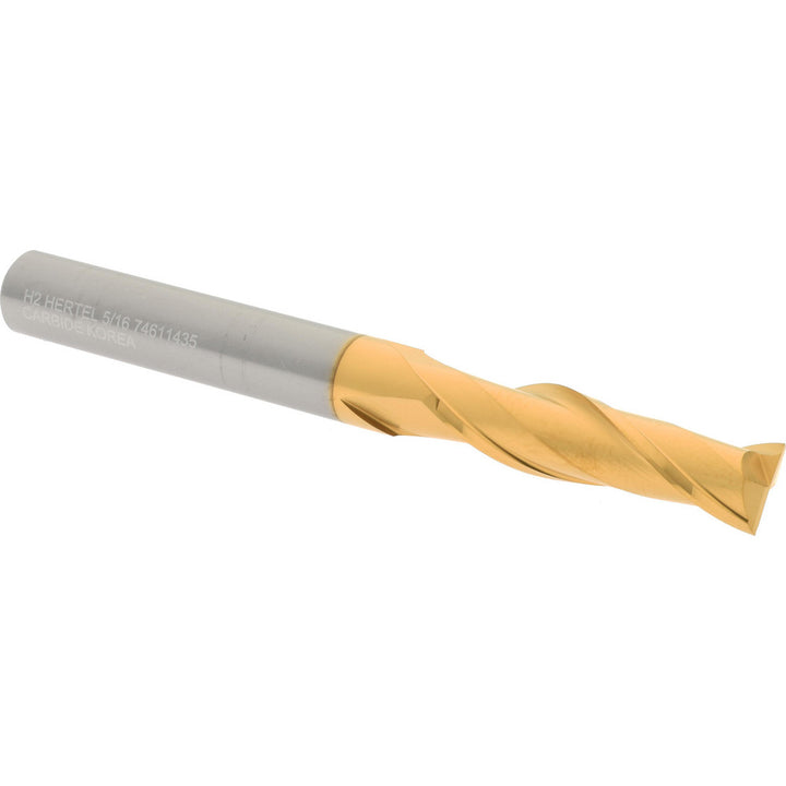 5/16" 2-Flute Solid Carbide Square End Mill, TiN - Hertel 750803