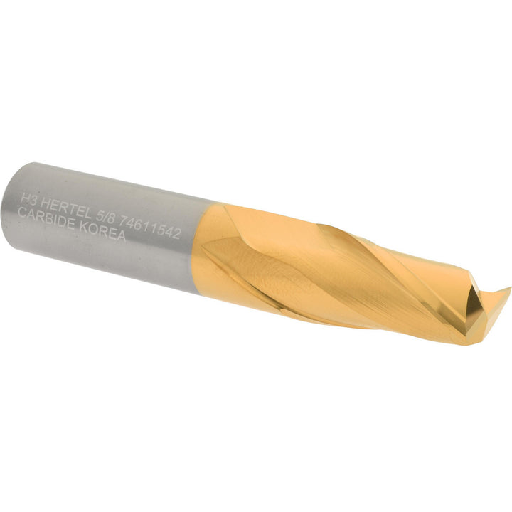 5/8" 2-Flute Solid Carbide Square End Mill, TiN - Hertel 750368