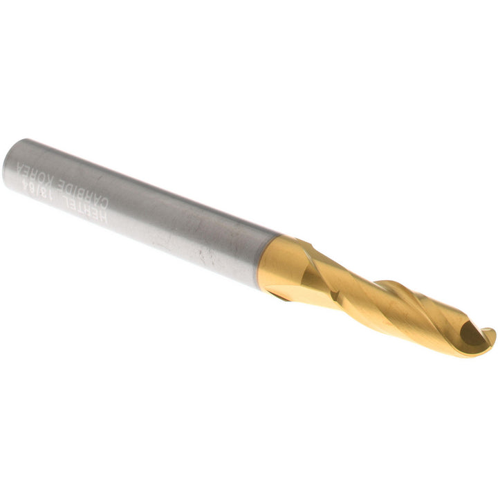 13/64" 2-Flute Solid Carbide Ball End Mill, TiN - Hertel E699924501