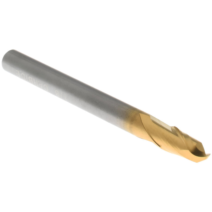 1/8" 2-Flute Solid Carbide Ball End Mill, TiN - Hertel E699924483