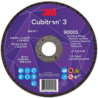 6 x 1/4" 36-Grit Precision Shaped Ceramic Grinding & Cutoff Wheel - 3M 7100313193