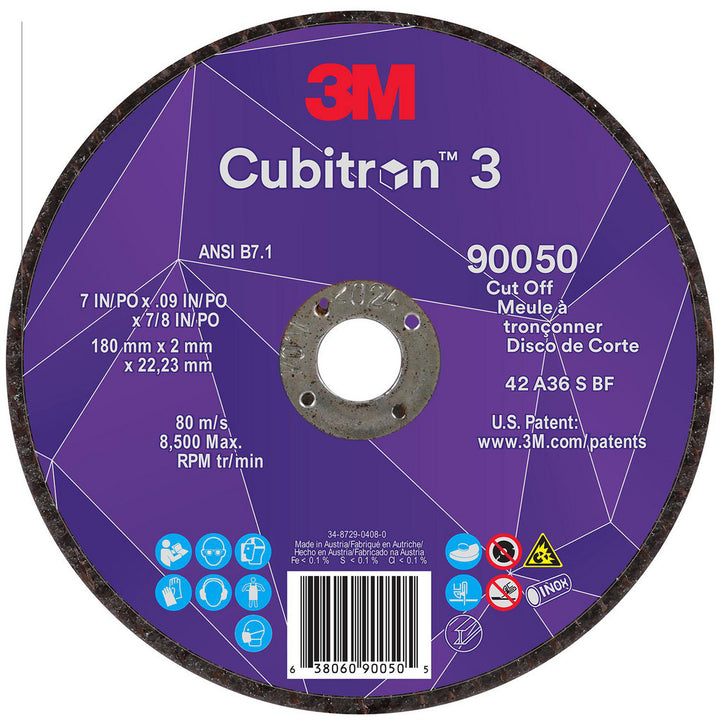 7 x 0.09" 36-Grit Precision Shaped Ceramic Grinding & Cutoff Wheel - 3M 7100313191