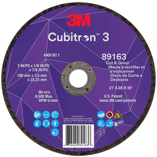 7 x 1/8" 36-Grit Precision Shaped Ceramic Grinding & Cutoff Wheel - 3M 7100313588