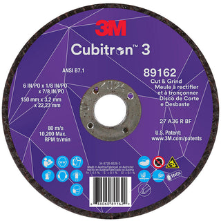 6 x 1/8" 36-Grit Precision Shaped Ceramic Grinding & Cutoff Wheel - 3M 7100313586